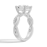 MSBLUE Size 5 2ct Princess Cut Moissanite Engagement Ring, Rhodium Plated