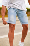 GINGTTO Mens Denim Shorts Slim Fit Stretch Jean para Hombre Corto for Men Light Blue 33