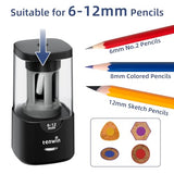 Tenwin Electric Pencil Sharpener - Auto Stop, Sharp & Fast, for 6-12mm Colored Pencils