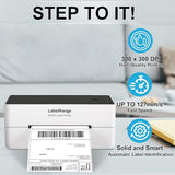 Shipping Label Printer, Thermal 4x6 Label Printer, 300 DPI, Bluetooth & USB, Compatible with iOS, Android