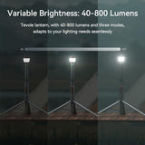 Telescopic Camping Light Collapsible 800 Lumens IP65 Waterproof Smart Remote Magnetic Base USB Rechargeable Battery Adjustable Height for Outdoor Adventure Hiking Emergency Lighting