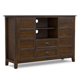 SIMPLIHOME Burlington 54" Wide Solid Wood TV Stand in Mahogany Brown