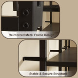 Triple Wide 6 Tier Bookshelf, Black Arched Bookcase with 16 Open Display Shelves and 3 Fabric Storage Drawers,