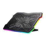 Laptop Cooling pad, Single Large Fan, Heavy Duty Laptop Cooler up to 17.3 inches, Colorful LED Lights, 2 USB Ports