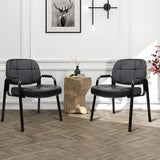 Big & Tall 400 lbs Waiting Room Guest Chair Set of 4, Leather Office Reception Chair No Wheels with Backrest