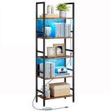 Dunatou 5 Tier Tall LED Book Shelf, 6FT Tall Standing Shelves with RGB Lights, 24'' Wide Lighted Wood Book Shelf 70 Inch Tall