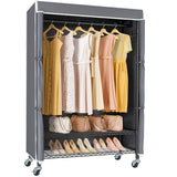 VIPEK R3C Rolling Clothes Rack with Cover Portable Closet for Hanging Clothes, Heavy Duty Garment Rack Clothing Racks with Grey Upgraded Polyester Cover