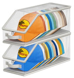 AOODA 2PCS Stackable Hat Storage for Baseball Caps, Clear Hat Organizer for Closet Holds up to 24 Caps, Men‘s Hat Box Display with Cardboard (Grey)