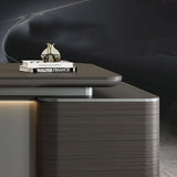 71 inch Modern L Shaped Black Executive Desk with Drawers