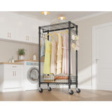 VIPEK R1 Rolling Clothes Rack with Pegboard Organizer Portable Closet for Hanging Clothes with Lockable Wheels & Removable Basket, Black