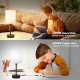 Small Bedside Table lamp for Bedroom - 3 Color Temperatures Bedside Lamps with USB C and A Ports, Pull Chain Table Lamps with AC Outlet