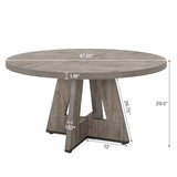 47-Inch Round Conference Table for 4-6 People, Wooden Meeting Room Table with Thicken Tabletop and Wood Base (Grey)