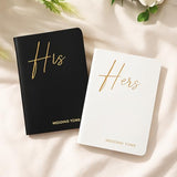 Wedding Vow Books His and Hers - Black & White Hardcover Small Notebook with Gold Foil, Wedding Must Haves Stuff, Bride to be Decorations & Vow Renewal Gifts for Couples 2025(2 Pack, 5.9"x3.9")
