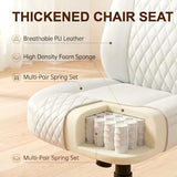 COMHOMA Comfy Office Chair, Home Desk Chair with Flip-up Armrests and Ergonomic Back - Heavy Duty PU Leather Executive Chair for Office Gaming, White
