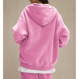Talakeno Mens Womens Fleece Hoodies Sweatshirt Double Zip Up Oversized Acid Wash Hoodies Winter Vintage Cotton Sweatshirt(Pink,XL)