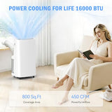 16000 BTU Wi-Fi Smart Portable Air Conditioner, 3-in-1 Cool/Dehumidify/Fan Portable AC Unit, Cools Up to 800 Sq.Ft