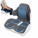 GueYi Pro Orthopedic Seat Cushion with 4-Zone Ergonomic Support, L-Shaped Lumbar & Back Support, High-Density Memory Foam for Office Chair, Wheelchair, Car & Travel (Blackish-Gray Pro,1)