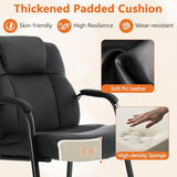 CLATINA Big and Tall Office Chair 500lbs Leather Reception Chair with Bonded Padded Armrest Wide Seat Sled Base Desk Chair
