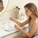 AOFLLU Jewelry Organizer Stand, Metal Necklace Holder Display With 42 Hooks, Gold Jewelry Holder for Necklaces, Bracelets, Rings, Bedroom College Dorm Decor for Women and Girls