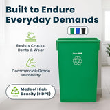 23 Gallon Slim Recycling & Trash Bin Set – 3-Pack Blue/Black/Green Plastic Narrow Open-Top