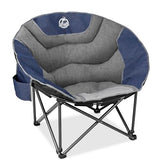 Northroad XXL Camping Moon Chair,Oversized Round Chair,Folding Padded Saucer w/Side Pocket,500lbs Capacity for Outdoor Hiking Fishing Picnic Lawn,Blue&Grey