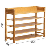 SOBIBO Bamboo Shoe Rack Organizer, 5 Tier Shoe Shelf Storage Organizer, for Entryway, Hallway, and Closet (Nature-39)