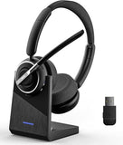 Wireless Headset with Mic for Work, Bluetooth Headset with Noise Canceling Microphone with Dongle