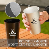 SHIKORI Metal Tumblers 15 oz Cold Drink Iced Coffee Cup, Pure Aluminum Tumblers, Hammered Beer Cups for Birthday Party Camping Travel Outdoors Supplies (Black - 6 Cups)