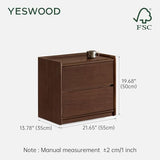 YESWOOD 100% Solid Wood Nightstand, Walnut Night Stand with Drawers