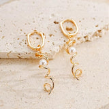 YOIHUR 2MM Pearl Earrings for Women, 14K Gold Plated Pearl Helical Drop Dangle Earring Trendy Hypoallergenic Wedding Hoop Earrings Gold Jewelry Gift