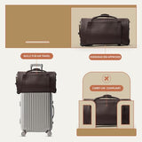 Wool & Oak NOVA Large Duffle Bag with Wheels - Leather, Chocolate | Carry on garment duffle bags for travel