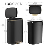 Proof Stainless Steel Kitchen Trash Can with Removable Inner Bucket and Lid Soft Close, Pedal Rubbish Bin for Home Office