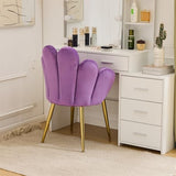 VINGLI Petal Makeup Vanity Chair with Back,Flower Cute Girls Desk Chair Comfy No Wheels