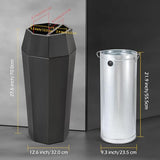 Commercial Heavy-Duty Trash Cans Outdoor Garbage Can with Lid Large Trash Cans with Inside Cabinet for Patio, Black Stainless Steel