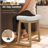 Counter Height Bar Stools Set of 6, 24 Inch Backless Upholstered Counter Stools with Solid Rubberwood Legs