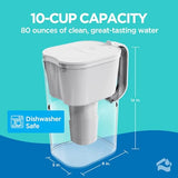 HOMEWATER 10-Cup Pitcher Filter (White) – BPA-Free, High-Capacity 2.4L Pitcher with Fast-Flow Carbon Filter, Wide Mouth for Easy Pouring, Removable Filter