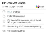 HP DeskJet 2827e Wireless All-in-One Color Inkjet Printer, Scanner, Copier, Best-for-Home