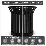 kaiwrxin Commercial Outdoor Trash Can - 60L Heavy Duty Metal Garbage Bin with Lid & Liner, Weather-Resistant Waste Receptacle (Black, Large)