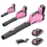 STEELITE 21V Cordless Leaf Blower, 150 MPH 600 CFM High-Performance Airflow, Lightweight Electric Blower for Lawn Care, Patio Cleaning, Leaves & Dust, Includes 2 x 2.0Ah Batteries - Pink