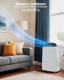 Portable Air Conditioners, 14000 BTUs Portable AC Unit 3 in-1 Cooling, Dehumidifier & Fan, Standing A/C Portable Air Conditioner for Room Up to 750 Sq. Ft, 24H Timer, Window Kits, Black&White Cover