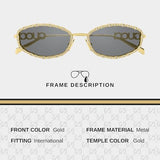 Gucci GG1803S Metal Lettering Logo Almond Narrow Shape Sunglasses with Luxury Eyewear Kit