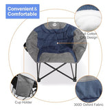 Northroad Folding Compact Camping Moon Chair, Outdoor Padded Saucer Round Chair w/Cup Holder Supports up to 300 lbs for Beach Hiking Fishing Picnic Lawn,Blue