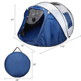 Instant Camping Tent 4 Person Pop Up Portable Instant Cabin Tent with 1-Minute Setup Lightweight Tent for Camping Beach Outdoor Travel Backyard Blue