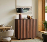 win2win 30.8" Fluted Sideboard Buffet Cabinet with Storage,Walnut, 3Pcs