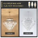 CATINER 36" Large Crystal Chandelier,23-Light Modern Chrome Light Fixture