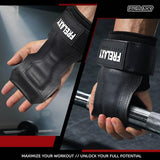Frelaxy Lifting Wrist Straps, Rubber Weight Lifting Grips with Non-Slip Palm & Wrist Wraps Support for Deadlifts, Pull Ups, Rows (White/Black)