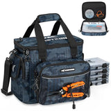 KastKing BaitSpace Fishing Tackle Bag With 4 Tackle Boxes & Removable Bait Binder, Water-Resistant Tackle Storage, Durable Fishing Gear, Adjustable Shoulder Strap