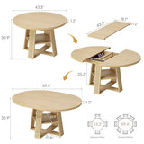LIKIMIO 43"-59" Extendable Round Dining Table for 4-8, Transformer Oval Dining Room Table with Removable Leaves Space Saving