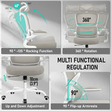 BESTFAIR High Back Ergonomic Office Chair, Breathable Mesh Desk Chair with Lumbar Support, Adjustable Headrest (LightGray, 1Pack)