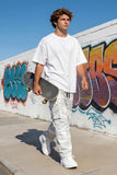 GINGTTO Baggy Camo Pants Men Cargo White Wide Leg Fashion Y2K Streetwear Drawstring Stretch 34
